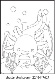 Axolotl Coloring Pages for kids .