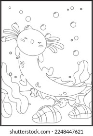 Axolotl Coloring Pages for kids .