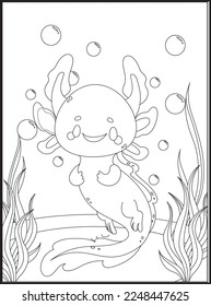 Axolotl Coloring Pages for kids .