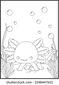 Axolotl Coloring Pages for kids .