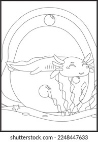 Axolotl Coloring Pages for kids .