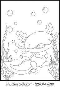 Axolotl Coloring Pages for kids .