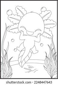 Axolotl Coloring Pages for kids .