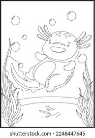 Axolotl Coloring Pages for kids .