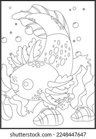 Axolotl Coloring Pages for kids .