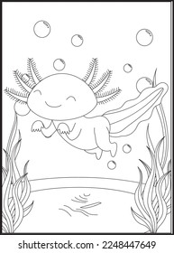 Axolotl Coloring Pages for kids .