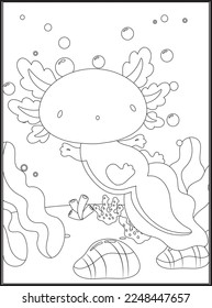 Axolotl Coloring Pages for kids .