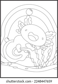 Axolotl Coloring Pages for kids .