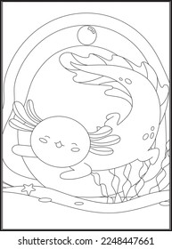 Axolotl Coloring Pages for kids .