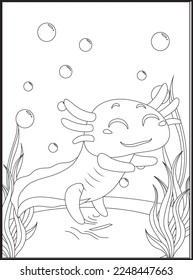 Axolotl Coloring Pages for kids .