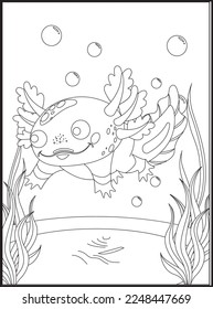 Axolotl Coloring Pages for kids .