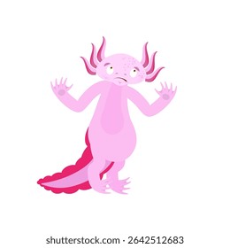 Axolotl confused. salamander perplexed  surprise. 