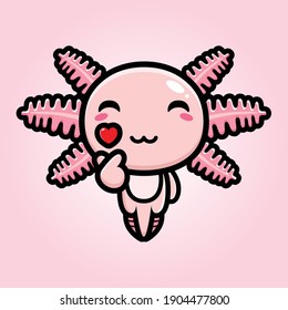 axolotl cute posing finger love