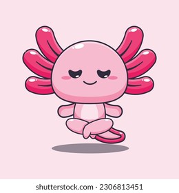 axolotl doing meditation yoga cartoon vector illustration.
Vector cartoon Illustration suitable for poster, brochure, web, mascot, sticker, logo and icon.