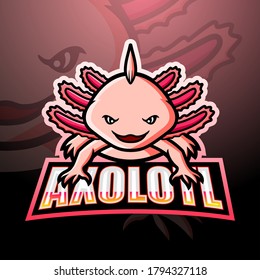 Axolotl esport mascot logo design