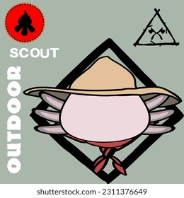 axolotl face cartoon with scout uniform stickers pack in vector format