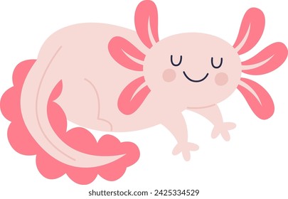 Axolotl Divertido Anfibio Ilustración Vectorial