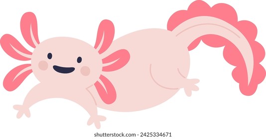 Axolotl Divertido Anfibio Ilustración Vectorial