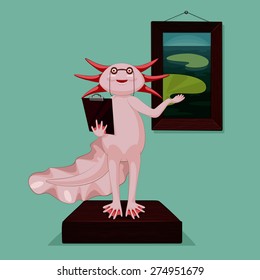 Axolotl guide picture. Smiling amphibian