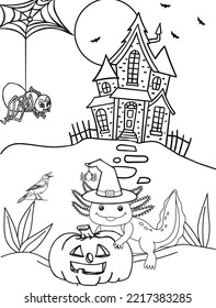 Axolotl Halloween Coloring Page for Kids