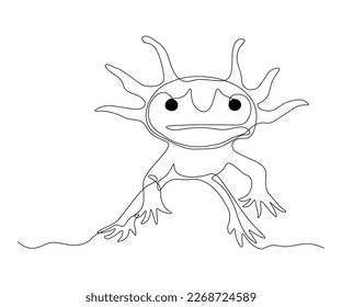 axolotl, hand-drawn, continuous monoline, drawing in one line