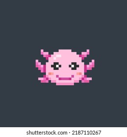 axolotl head in pixel art style