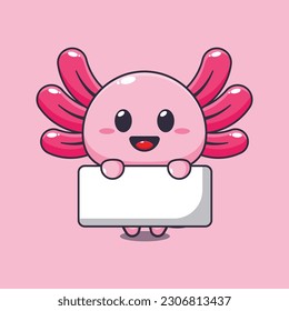 axolotl holding greeting banner cartoon vector illustration.
Vector cartoon Illustration suitable for poster, brochure, web, mascot, sticker, logo and icon.