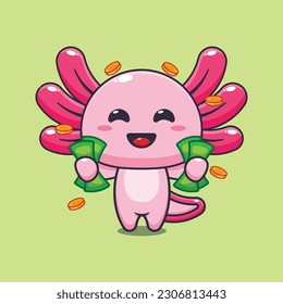 axolotl holding money cartoon vector illustration.
Vector cartoon Illustration suitable for poster, brochure, web, mascot, sticker, logo and icon.