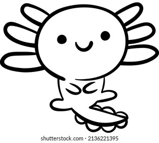 Icono de Axolotl. Ilustración vectorial dibujada a mano.