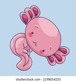 Axolotl in kawaii style, cute cartoon character