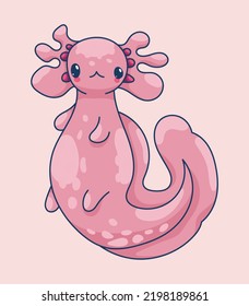 Axolotl in kawaii style, cute cartoon character