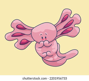 Axolotl in kawaii style, cute cartoon character