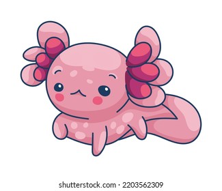 Axolotl in kawaii style, cute cartoon character
