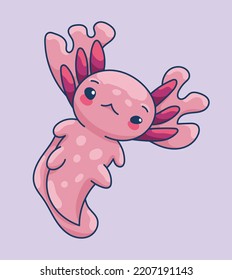 Axolotl im kawaii-Stil, süßer Cartoon-Charakter