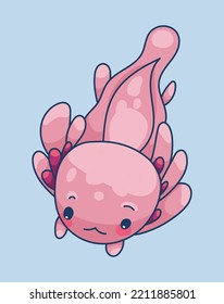 Axolotl in kawaii style, cute cartoon character