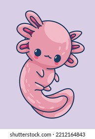 Axolotl in kawaii style, cute cartoon character