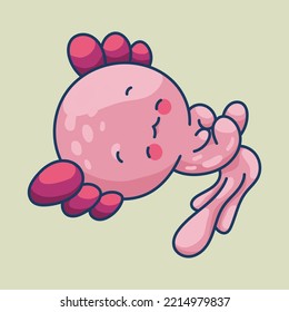 Axolotl in kawaii style, cute cartoon character