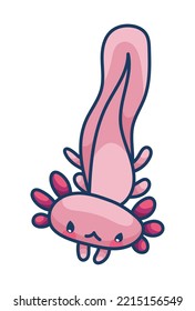 Axolotl in kawaii style, cute cartoon character