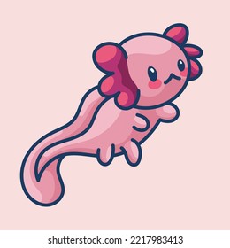 Axolotl in kawaii style, cute cartoon character