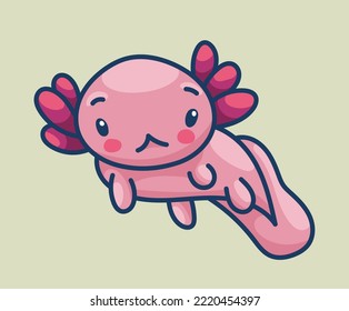 Axolotl in kawaii style, cute cartoon character