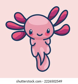 Axolotl im kawaii-Stil, süßer Cartoon-Charakter