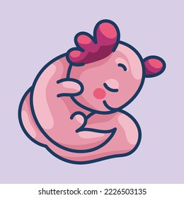 Axolotl in kawaii style, cute cartoon character