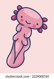 Axolotl in kawaii style, cute cartoon character