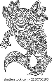 Axolotl Mandala Coloring Pages for Adults