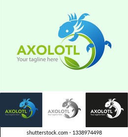 Axolotl or Mexican salamander vector, as a symbol or logo to save the environment.