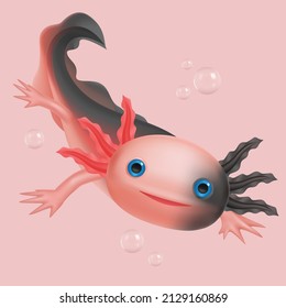 
axolotl mexico cute 3d vector