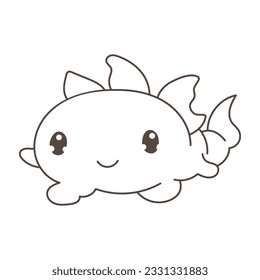 axolotl outline coloring vector graphics