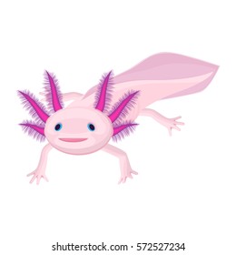 Axolotl pink isolated with four legs on white.  svg