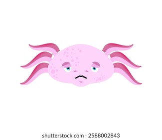 Axolotl Sad emoji. salamander lamentable emotions