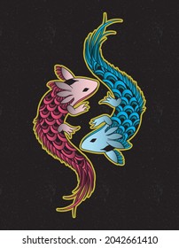 axolotl salamander aztec art design